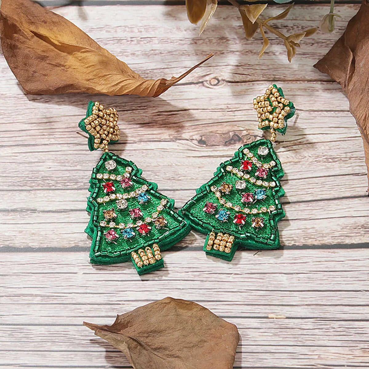 1 Pair Elegant Exaggerated Streetwear Christmas Tree Snowflake Glass Drop Earrings