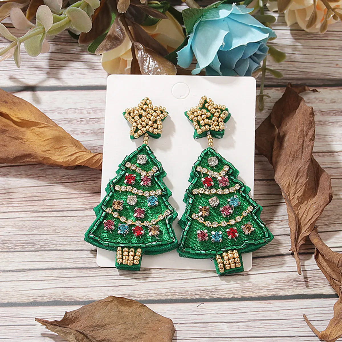 1 Pair Elegant Exaggerated Streetwear Christmas Tree Snowflake Glass Drop Earrings