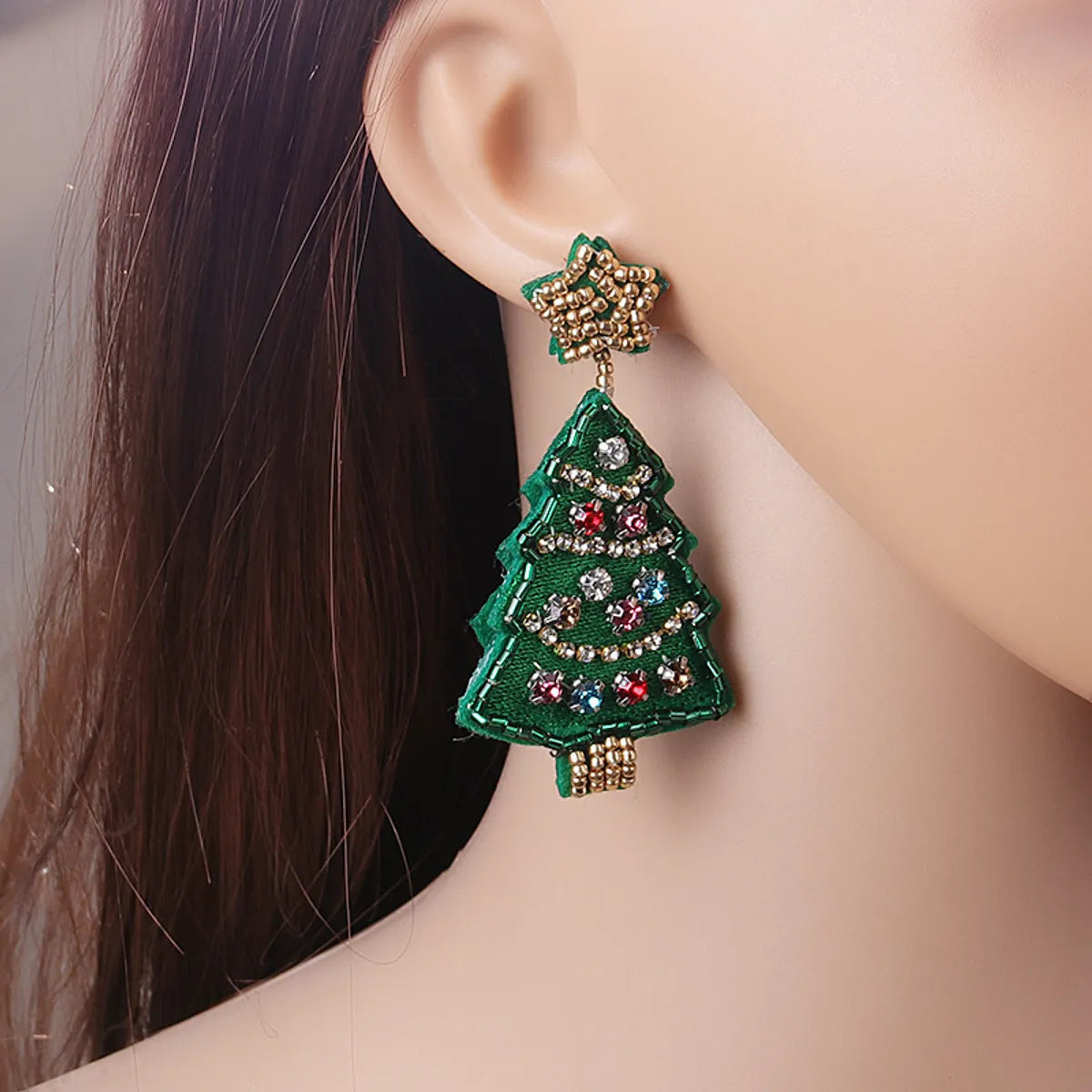 1 Pair Elegant Exaggerated Streetwear Christmas Tree Snowflake Glass Drop Earrings