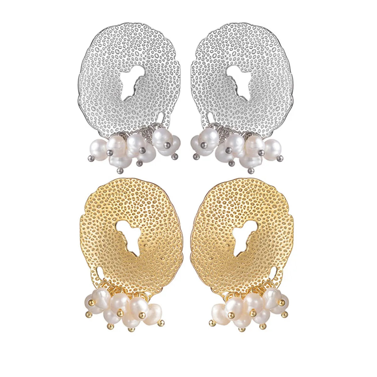 1 Pair Elegant Fashion Geometric Pearl Plating 304 Stainless Steel Real Pearl 18K Gold Plated Ear Studs