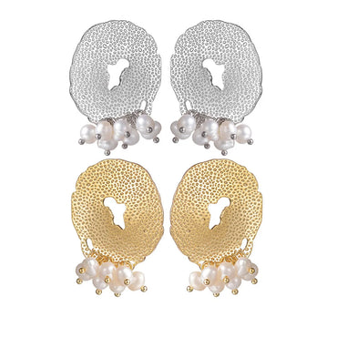 1 Pair Elegant Fashion Geometric Pearl Plating 304 Stainless Steel Real Pearl 18K Gold Plated Ear Studs