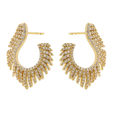 1 Pair Elegant Feather Plating Inlay Copper Zircon 18k Gold Plated Drop Earrings