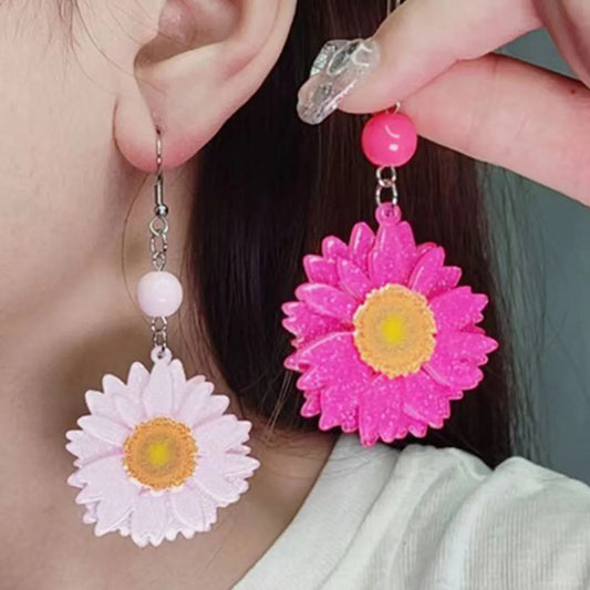 1 Pair Elegant Flower Arylic Drop Earrings