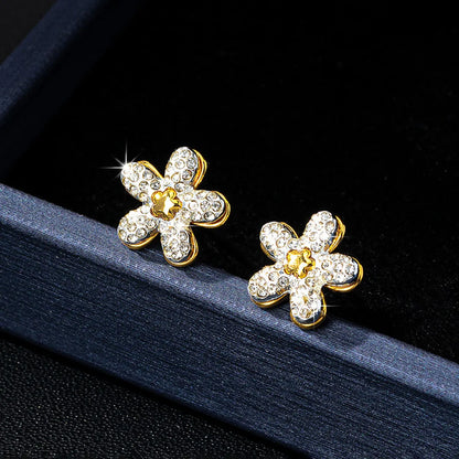 1 Pair Elegant Flower Copper Ear Studs