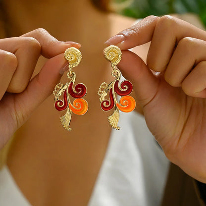 1 Pair Elegant Flower Crochet Lace Painted Alloy Iron Drop Earrings