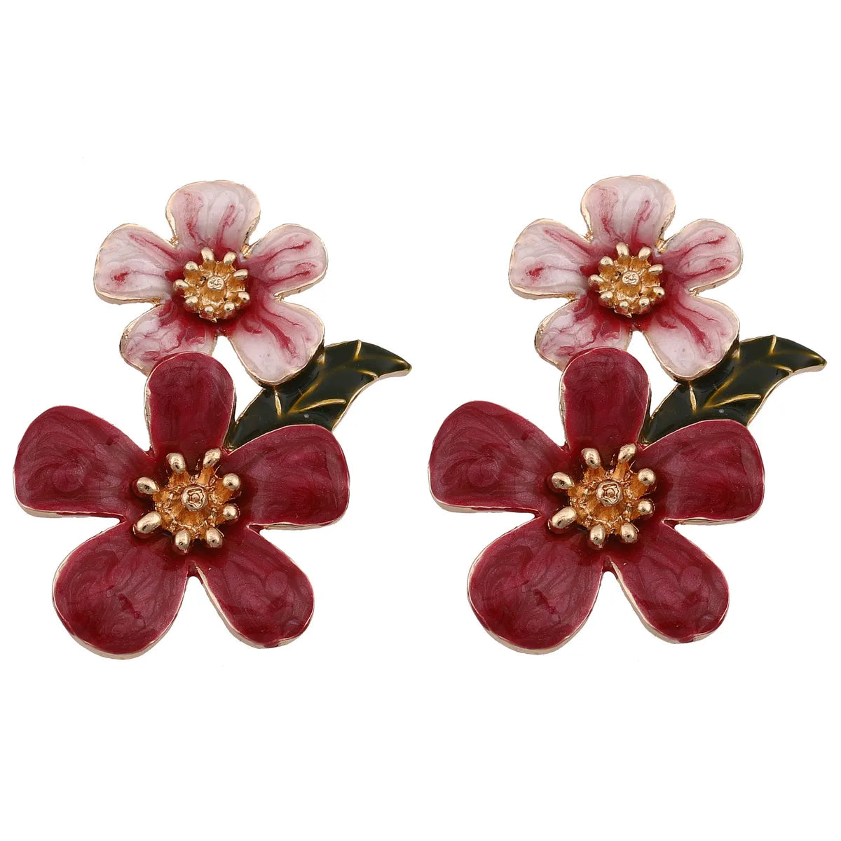 1 Pair Elegant Flower Enamel Alloy Drop Earrings