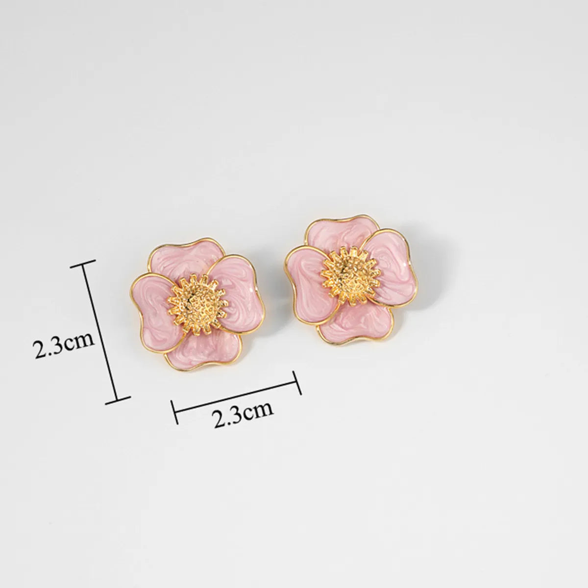 1 Pair Elegant Flower Enamel Plating Inlay Alloy Pearl 18k Gold Plated Ear Studs