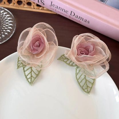 1 Pair Elegant Flower Gauze Ear Studs