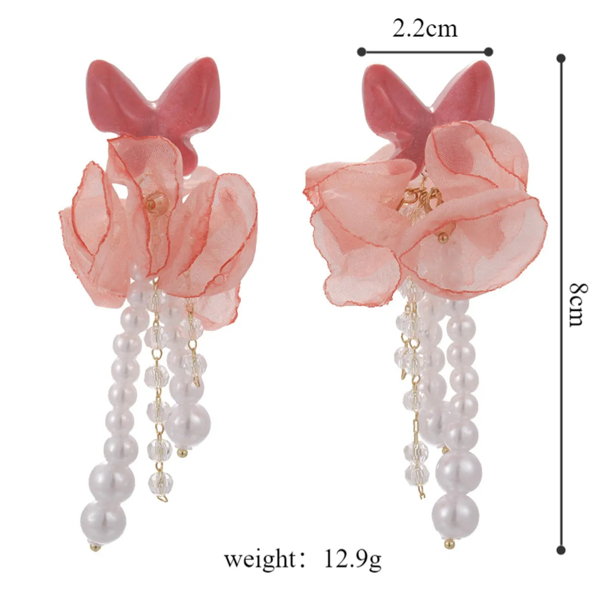 1 Pair Elegant Flower Imitation Pearl Cloth Resin Drop Earrings