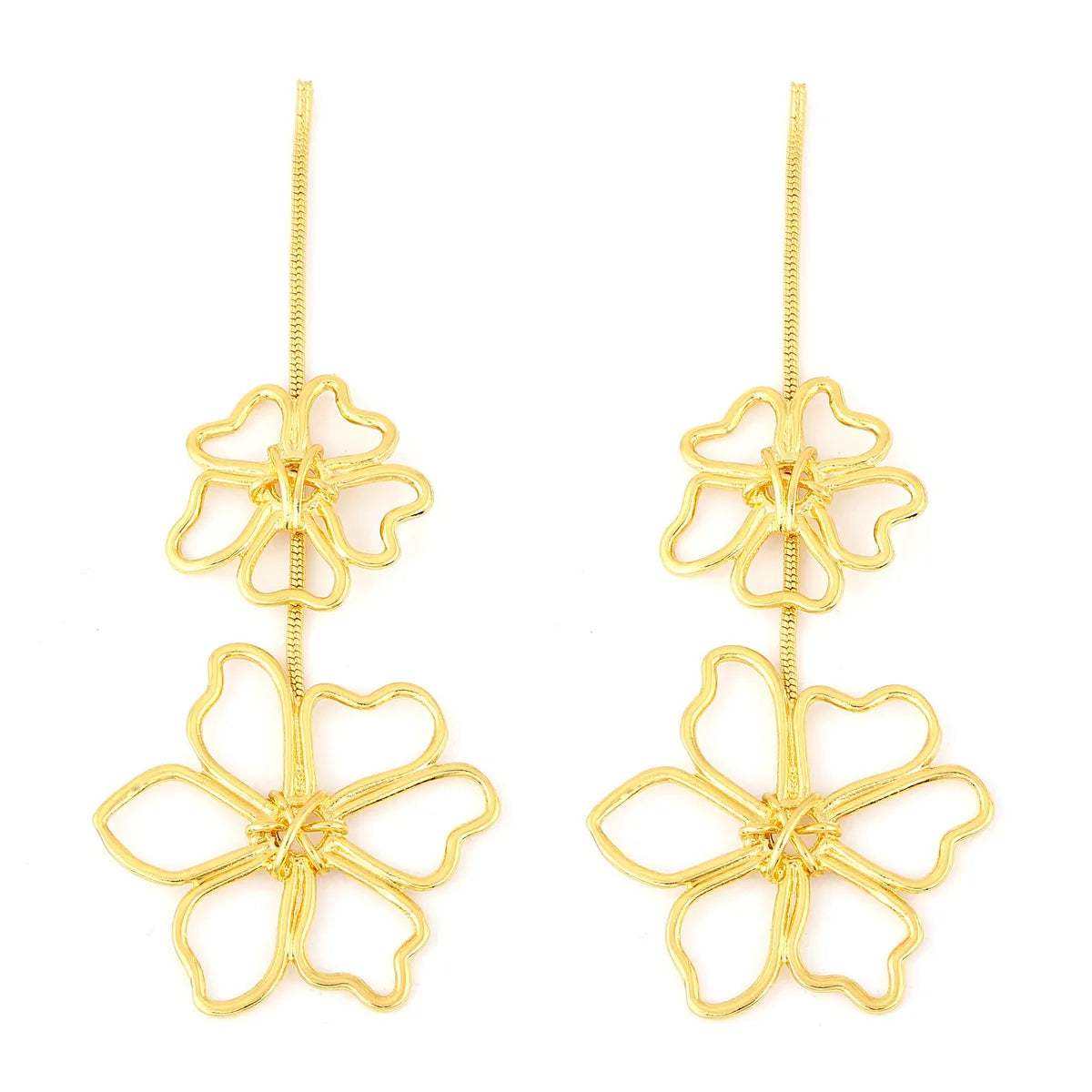 1 Pair Elegant Flower Plating Alloy Drop Earrings