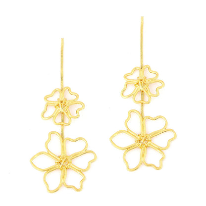 1 Pair Elegant Flower Plating Alloy Drop Earrings