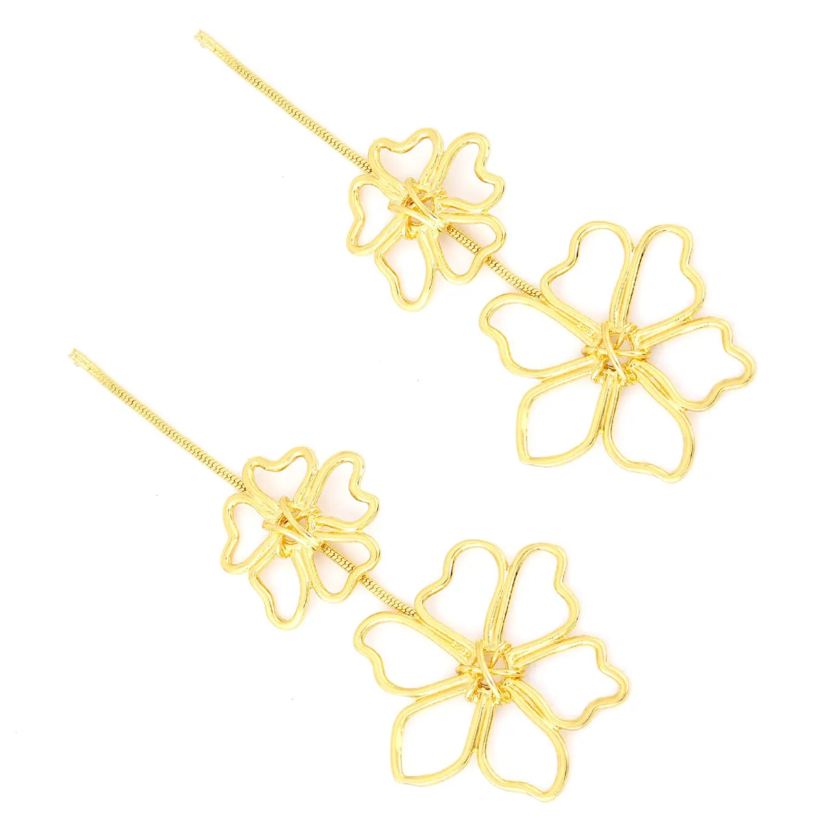 1 Pair Elegant Flower Plating Alloy Drop Earrings