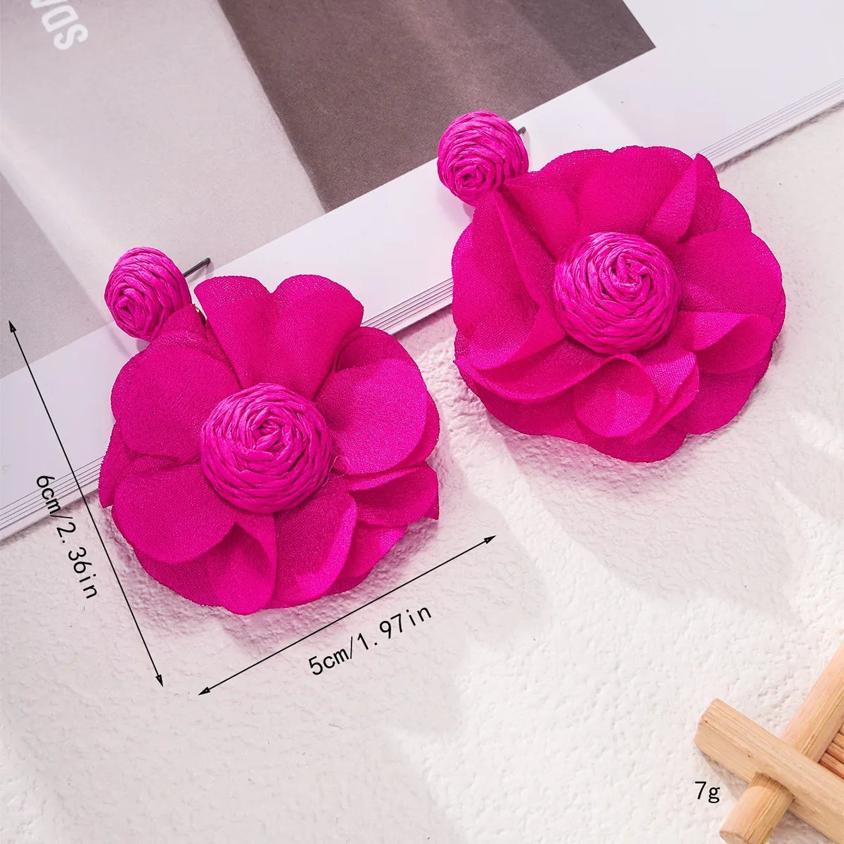 1 Pair Elegant Flower Raffia Iron Drop Earrings