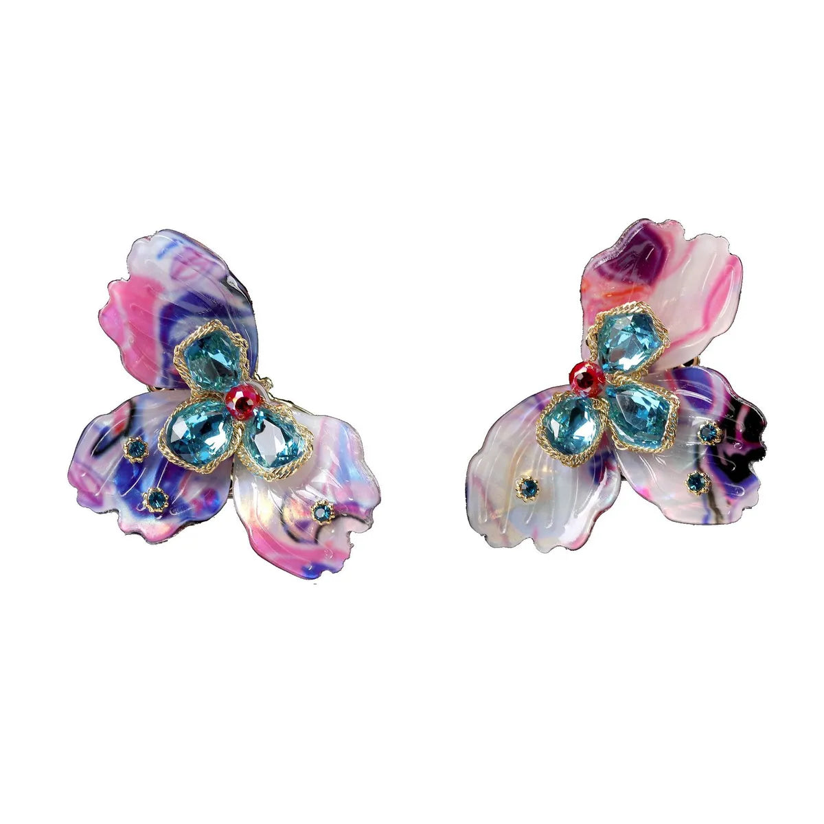 1 Pair Elegant Flower Resin Ear Studs