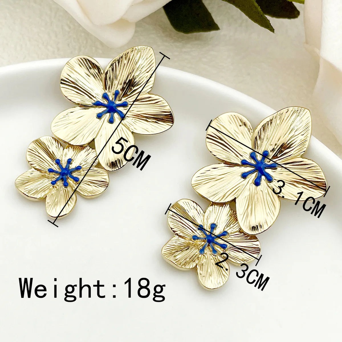 1 Pair Elegant Flower Plating Metal Stainless Steel Gold Plated Ear Studs