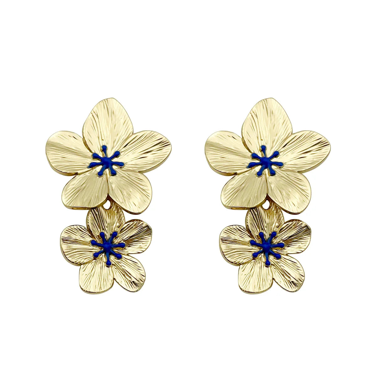 1 Pair Elegant Flower Plating Metal Stainless Steel Gold Plated Ear Studs