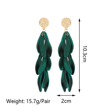 1 Pair Elegant Flower Tassel Plating Zinc Alloy Dangling Earrings