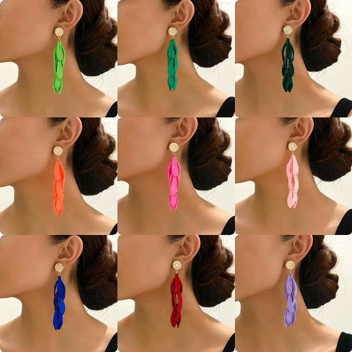 1 Pair Elegant Flower Tassel Plating Zinc Alloy Dangling Earrings