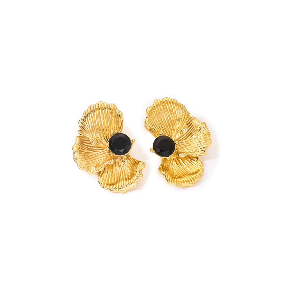 1 Pair Elegant Flower Titanium Steel Ear Studs