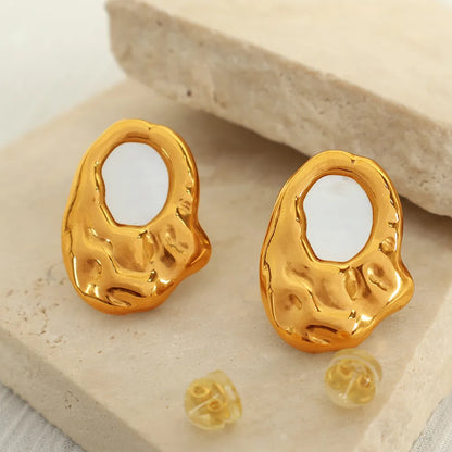 1 Pair Elegant French Style Classic Style Irregular Asymmetrical Polishing Plating 304 Stainless Steel 18K Gold Plated Ear Studs