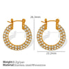 1 Pair Elegant French Style Commute Circle Polishing Inlay 304 Stainless Steel Rhinestones Glass Bead 18K Gold Plated Earrings