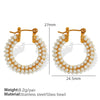 1 Pair Elegant French Style Commute Circle Polishing Inlay 304 Stainless Steel Rhinestones Glass Bead 18K Gold Plated Earrings