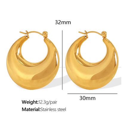 1 Pair Elegant French Style Commute U Shape Semicircle Polishing Plating 304 Stainless Steel 18K Gold Plated Earrings