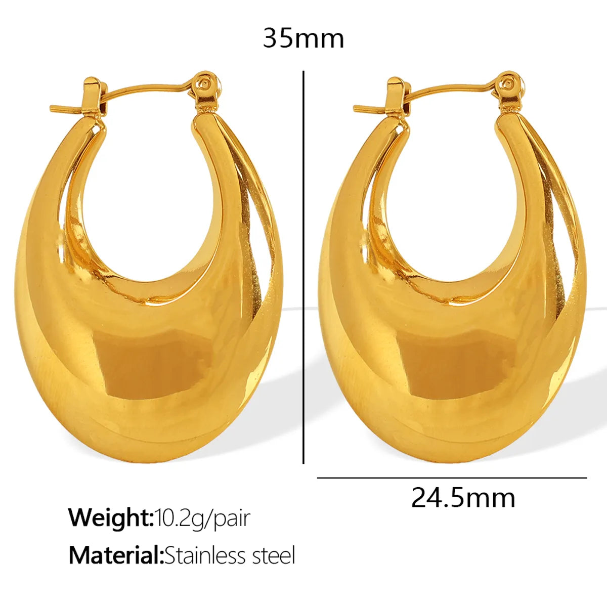 1 Pair Elegant French Style Commute U Shape Semicircle Polishing Plating 304 Stainless Steel 18K Gold Plated Earrings