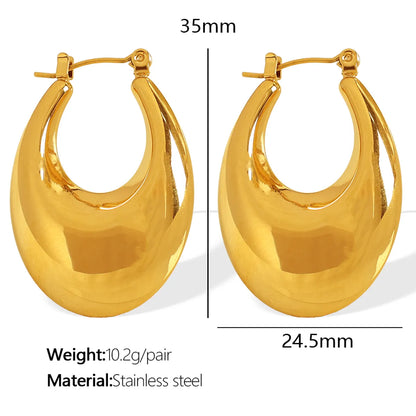 1 Pair Elegant French Style Commute U Shape Semicircle Polishing Plating 304 Stainless Steel 18K Gold Plated Earrings