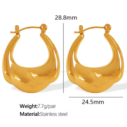 1 Pair Elegant French Style Commute U Shape Semicircle Polishing Plating 304 Stainless Steel 18K Gold Plated Earrings