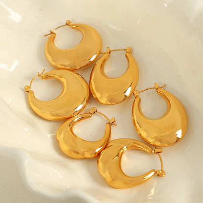 1 Pair Elegant French Style Commute U Shape Semicircle Polishing Plating 304 Stainless Steel 18K Gold Plated Earrings