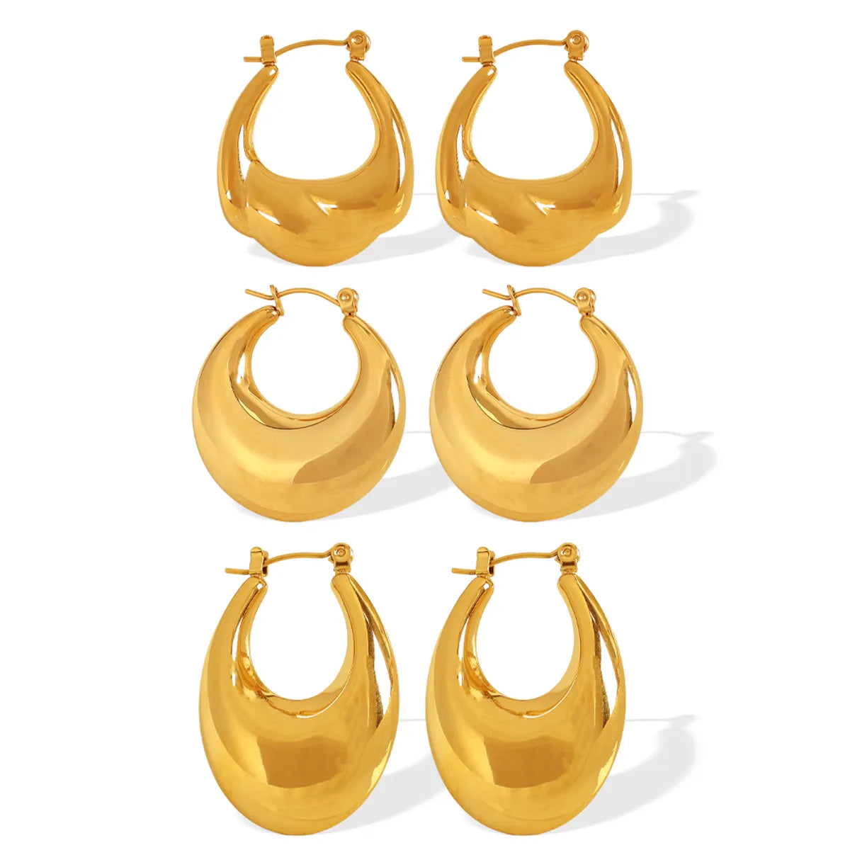 1 Pair Elegant French Style Commute U Shape Semicircle Polishing Plating 304 Stainless Steel 18K Gold Plated Earrings