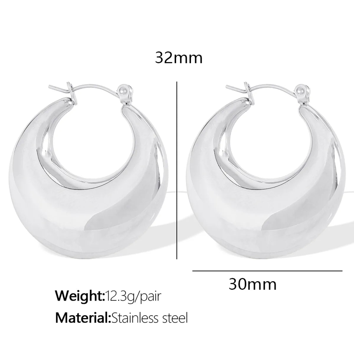 1 Pair Elegant French Style Commute U Shape Semicircle Polishing Plating 304 Stainless Steel 18K Gold Plated Earrings