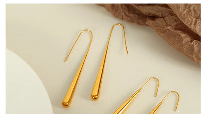 1 Pair Elegant French Style IG Style Water Droplets Gourd Polishing 304 Stainless Steel 18K Gold Plated Ear Hook