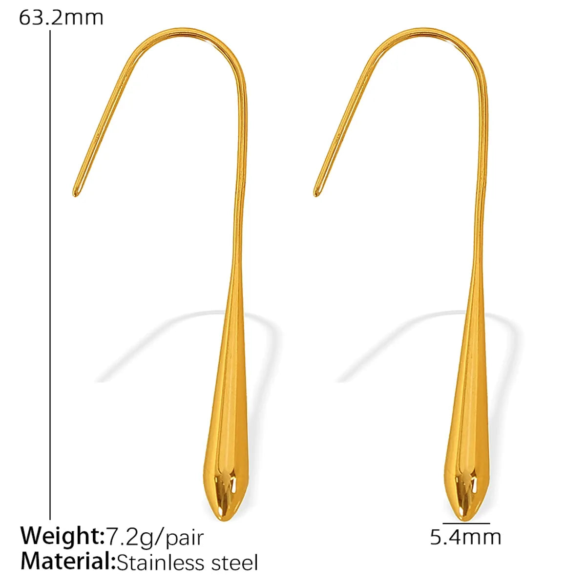 1 Pair Elegant French Style IG Style Water Droplets Gourd Polishing 304 Stainless Steel 18K Gold Plated Ear Hook