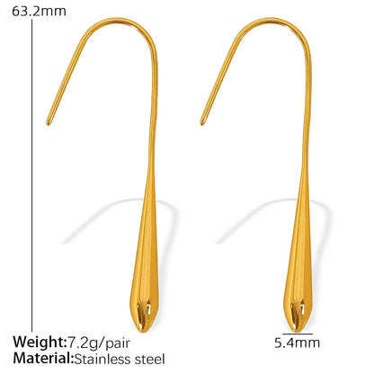 1 Pair Elegant French Style IG Style Water Droplets Gourd Polishing 304 Stainless Steel 18K Gold Plated Ear Hook