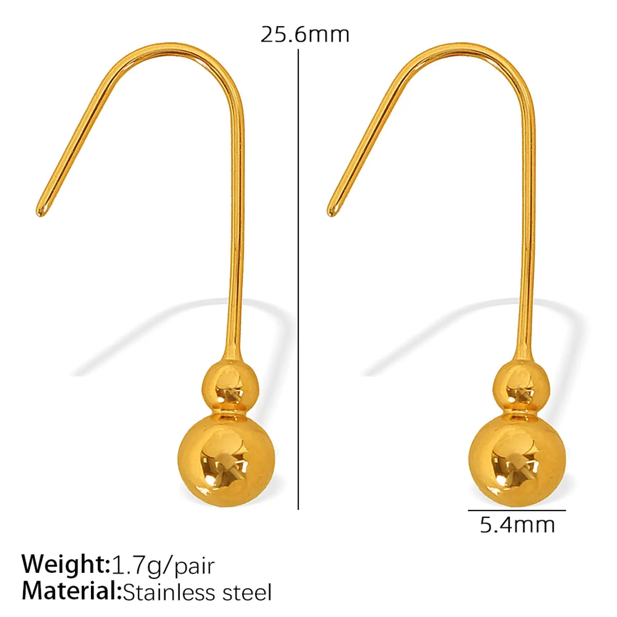 1 Pair Elegant French Style IG Style Water Droplets Gourd Polishing 304 Stainless Steel 18K Gold Plated Ear Hook