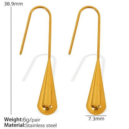 1 Pair Elegant French Style IG Style Water Droplets Gourd Polishing 304 Stainless Steel 18K Gold Plated Ear Hook