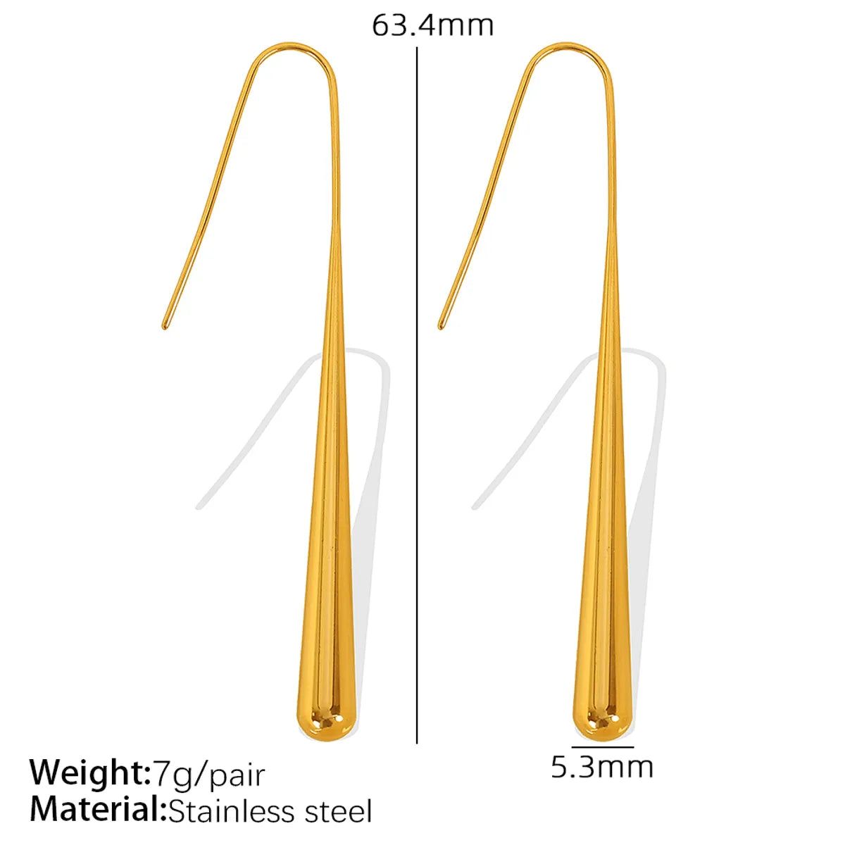 1 Pair Elegant French Style IG Style Water Droplets Gourd Polishing 304 Stainless Steel 18K Gold Plated Ear Hook