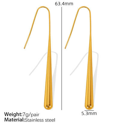 1 Pair Elegant French Style IG Style Water Droplets Gourd Polishing 304 Stainless Steel 18K Gold Plated Ear Hook