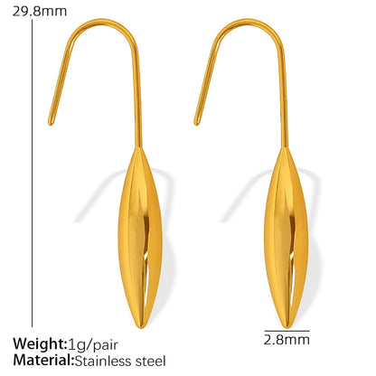 1 Pair Elegant French Style IG Style Water Droplets Gourd Polishing 304 Stainless Steel 18K Gold Plated Ear Hook