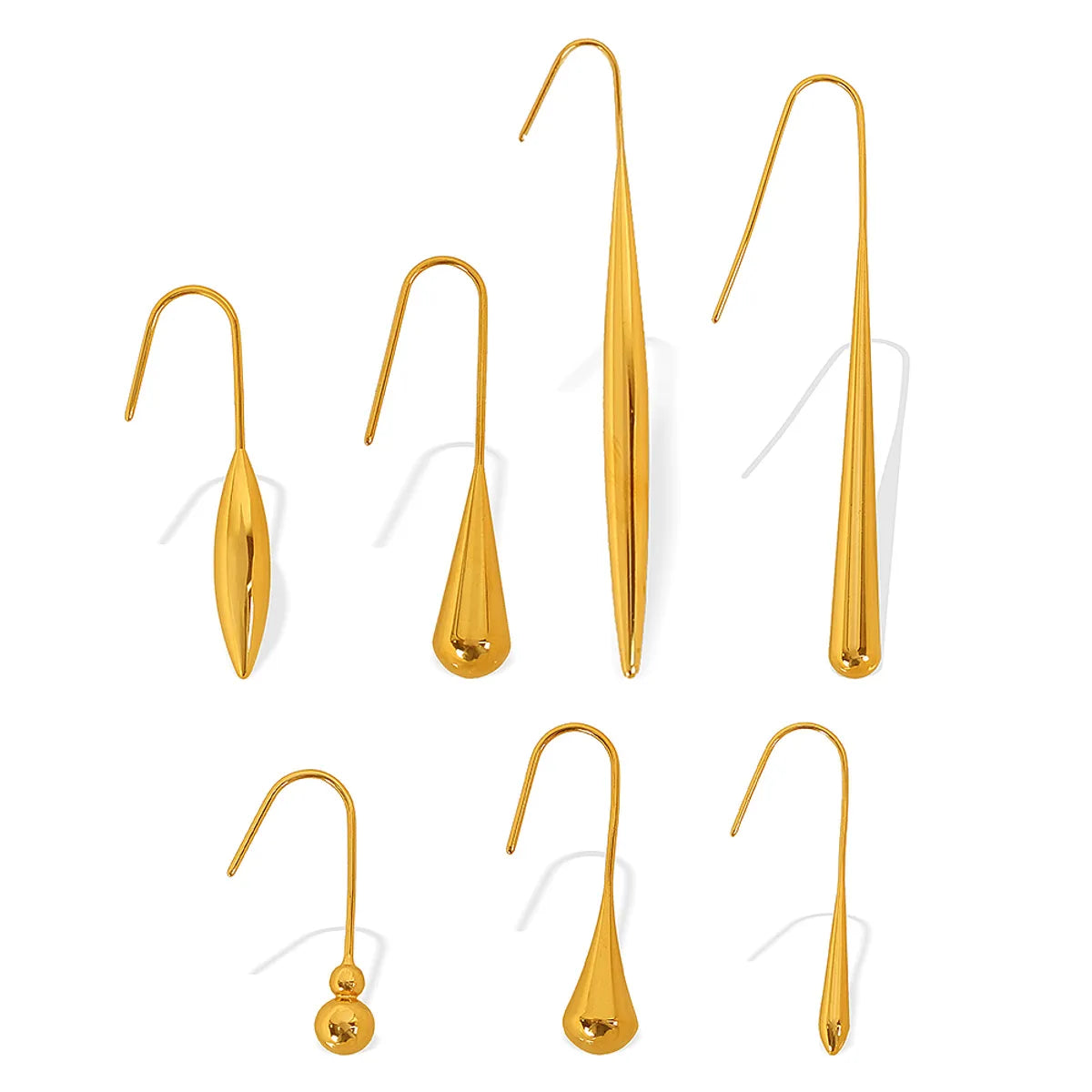 1 Pair Elegant French Style IG Style Water Droplets Gourd Polishing 304 Stainless Steel 18K Gold Plated Ear Hook