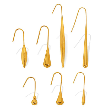 1 Pair Elegant French Style IG Style Water Droplets Gourd Polishing 304 Stainless Steel 18K Gold Plated Ear Hook