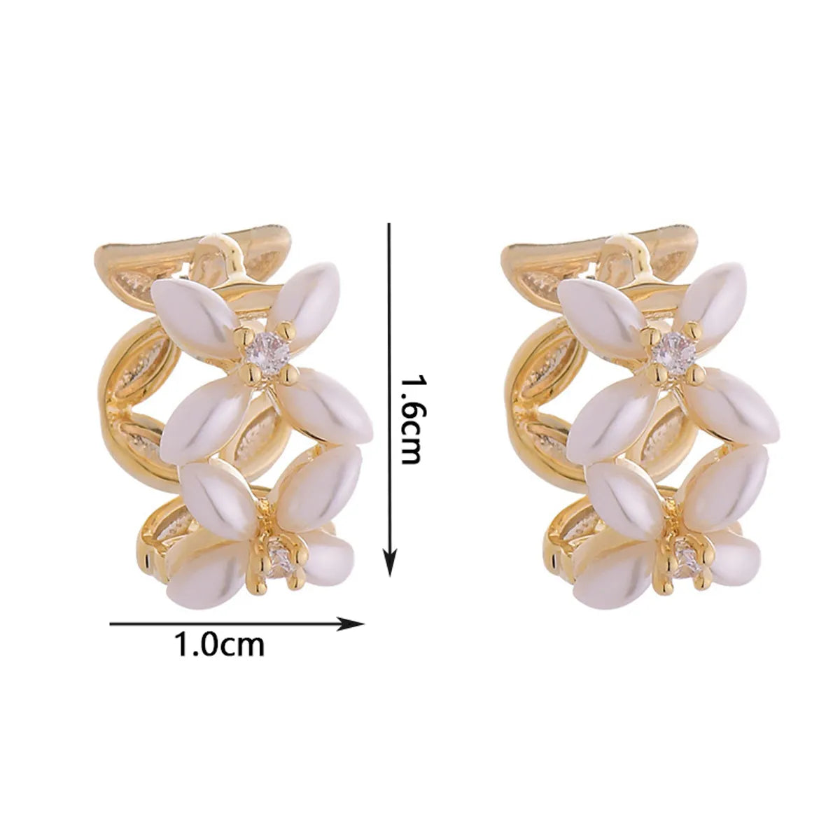 1 Pair Elegant French Style Simple Style Flower Plating Inlay Copper Artificial Pearls Zircon 14k Gold Plated Ear Studs