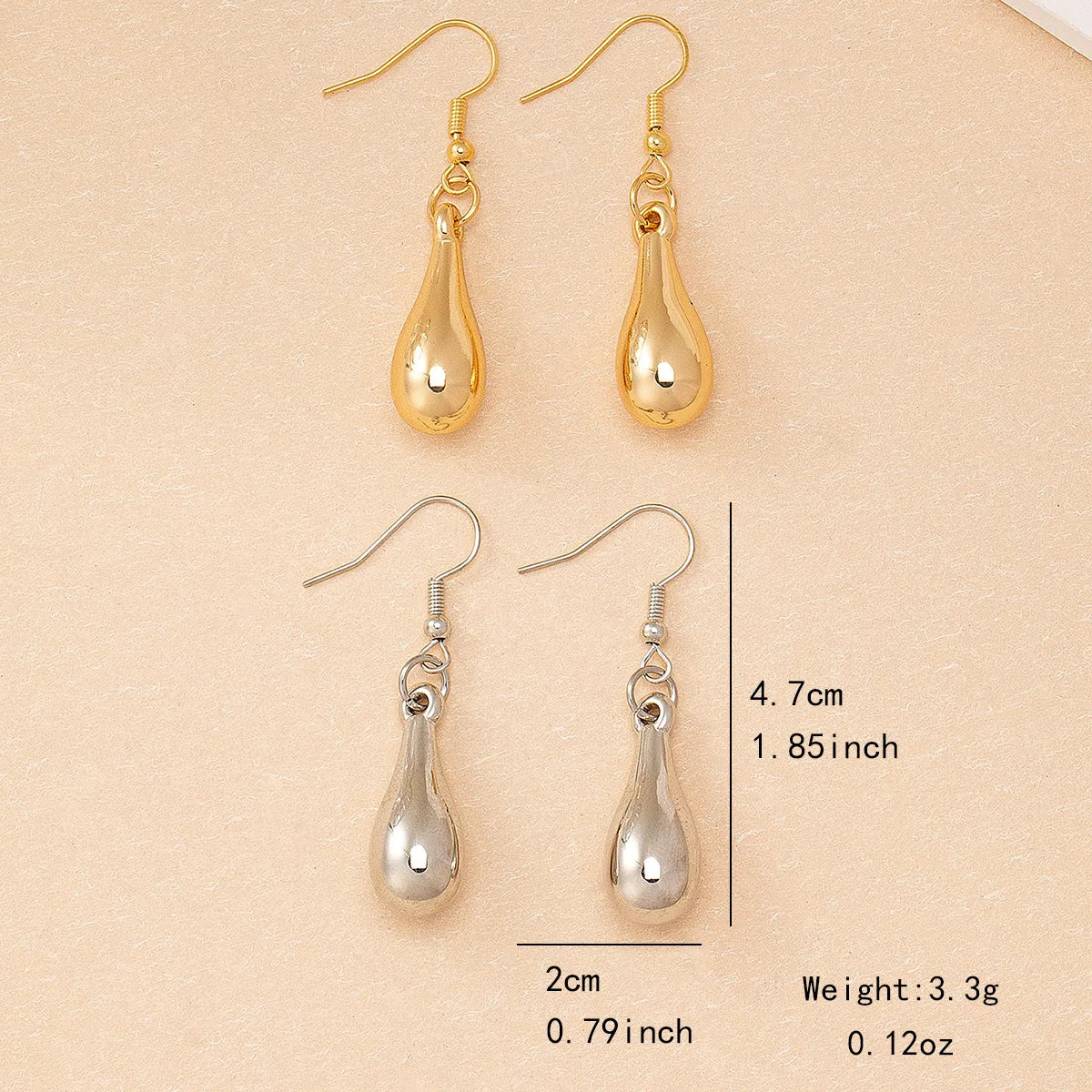 1 Pair Elegant French Style Simple Style Water Droplets Iron Drop Earrings