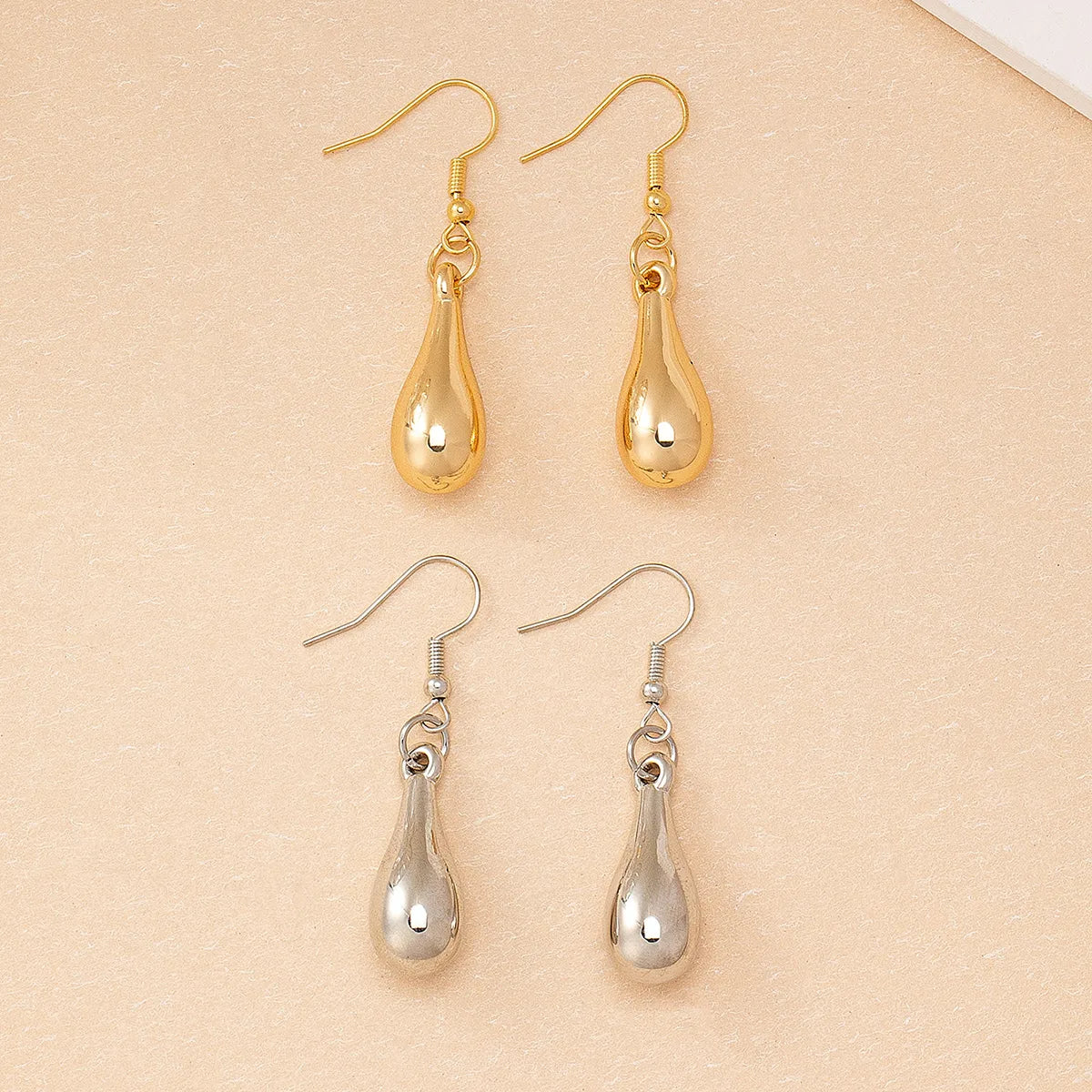 1 Pair Elegant French Style Simple Style Water Droplets Iron Drop Earrings