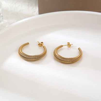 1 Pair Elegant French Style Solid Color Plating Stainless Steel 18k Gold Plated Ear Studs