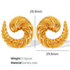 1 Pair Elegant French Style Spiral Stripe Polishing Plating 304 Stainless Steel 18K Gold Plated Ear Studs