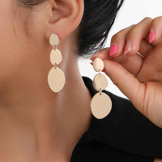 1 Pair Elegant French Style Streetwear Circle Iron Drop Earrings