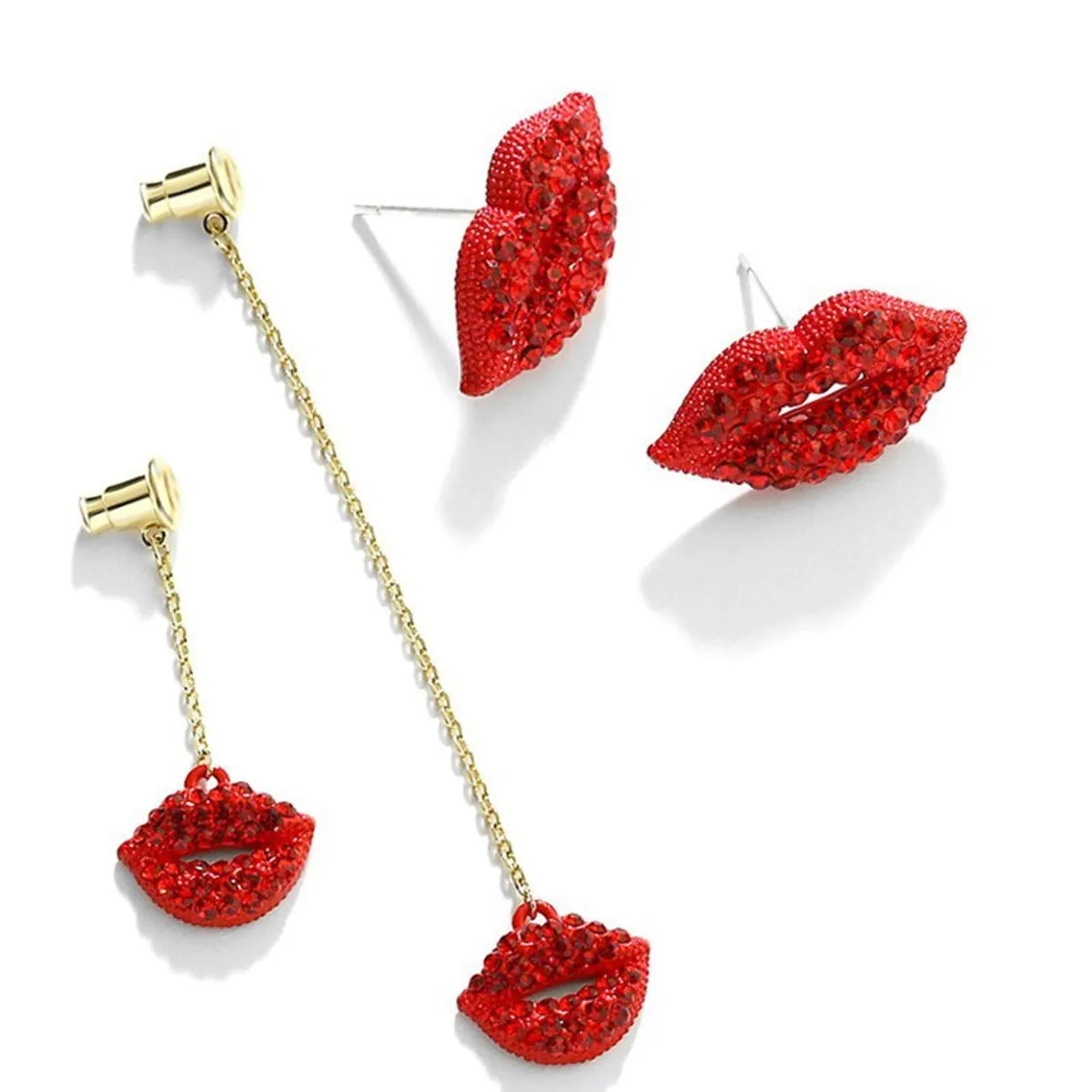 1 Pair Elegant Funny Lips Alloy Drop Earrings